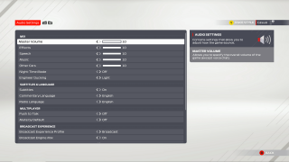 This image shows the audio settings listed below. 