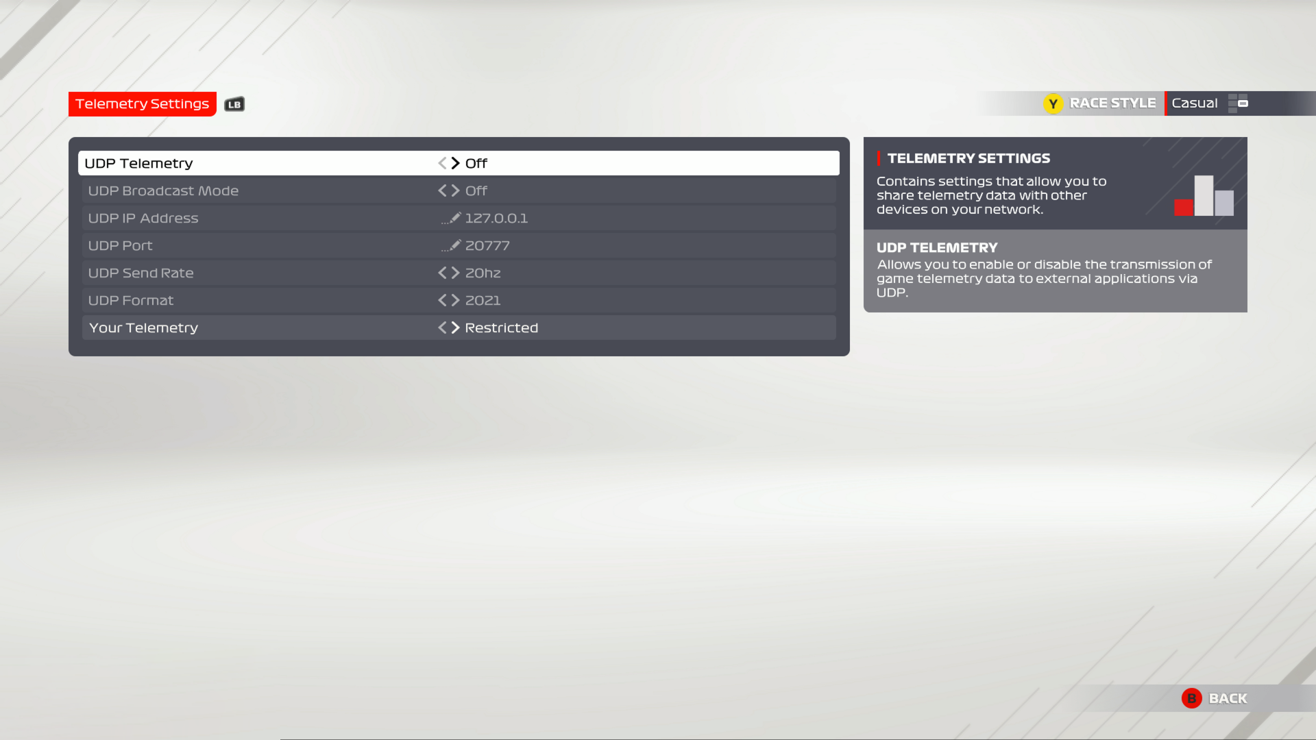 F1® 2021 Telemetry Settings For Xbox One - An Official EA Site