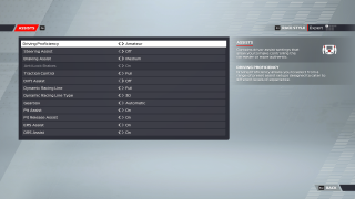 This image shows all the assists settings listed below.