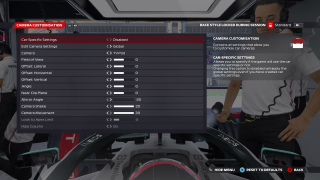 This image shows all the camera customization settings below. 
