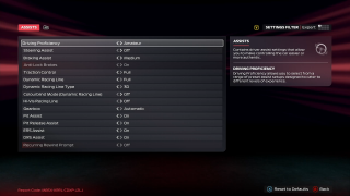 Screenshot from F1 25 showing Driving Assists settings