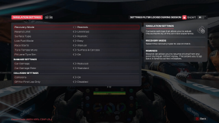 Screenshot from F1 25 Simultion Settings menu