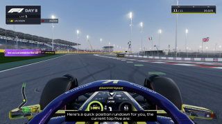 Screenshot from F1 25 showing subtitles in game with no transparency