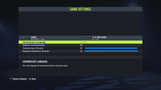 The picture shows the game settings for 11-A-Side Audio listed below.