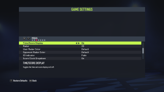 The picture shows the Visual Game Settings listed below.