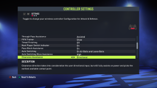 This picture shows the controller settings listed below.