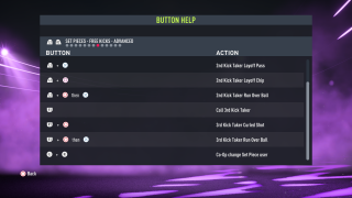 This image shows the basic Set Pieces: Free Kicks - Advanced controls below.