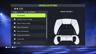 This picture shows the Attack Alternate controls listed below.