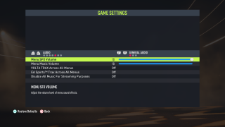 The picture shows the game settings for General Audio listed below.