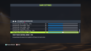 The picture shows the CPU Player Customization Game Settings listed below.