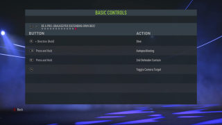 This image shows the basic Be a Pro: Goalkeeper (Defending Own Box) controls below.