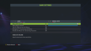 The picture shows the game settings for General Audio listed below.