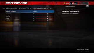 This image shows the Vibration and Feedback menu in the Edit Device menu for PC.