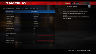 This image shows the Difficulty settings in the Gameplay listed below.