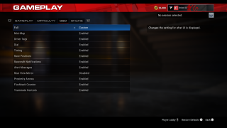 This image shows OSD settings listed below in the Gameplay menu.