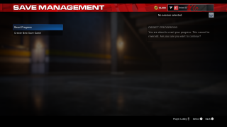The image below shows the Save Management menu and options below.