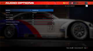This image shows the Audio settings menu. 