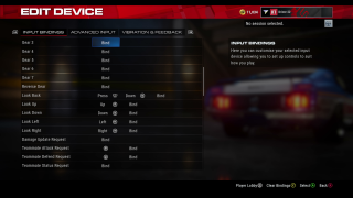 This image shows the Input Bindings menu and settings below.