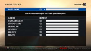 Volume Control Settings Menu. See Madden Guide for the Blind and Visually Impaired for more details.