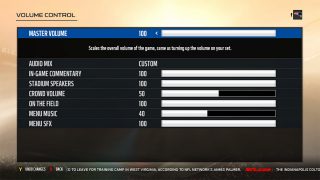 Volume Control Settings Menu. See Madden Guide for the Blind and Visually Impaired for more details.