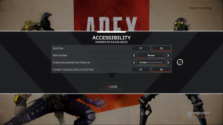 Settings in the Accessibility Options menu