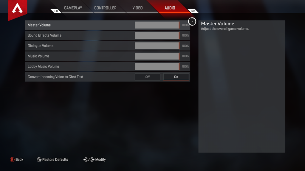 Apex Legends Accessibility Features For Xbox One An Official EA Site