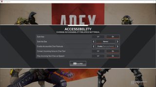 Settings in the Accessibility Options menu.