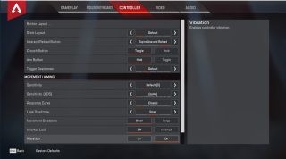 controller settings tab on main settings menu screen.