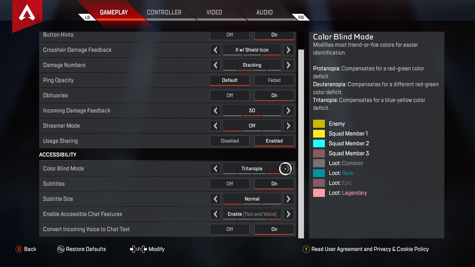 Apex Legends Accessibility Resources For Xbox One An Official EA Site