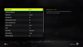 This image shows some of the options available in the gameplay menu. 