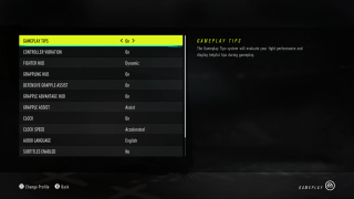 This image shows some of the options available in the gameplay menu. 