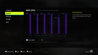 This image shows all of the audio levels for Broadcast.