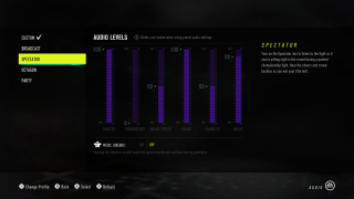 This image shows the audio levels for Spectator.