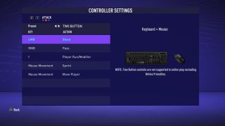 This picture shows the Attack Two Button controls listed below.