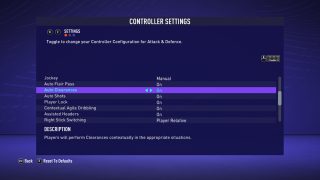 This picture shows the controller settings listed below.