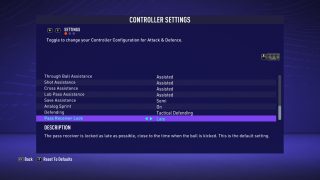 This picture shows the controller settings listed below. 