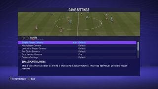 The picture shows the Camera Game Settings listed below. 