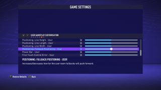 The picture shows the CPU Player Customization Game Settings listed below.