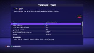This picture shows the first menu of the Customize Controls Settings.