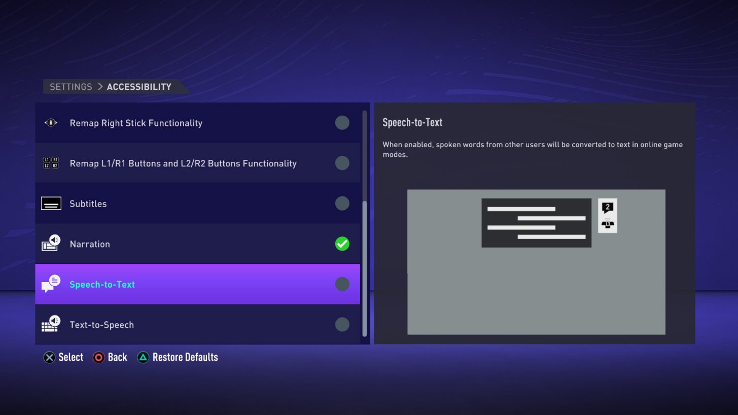 Fifa 21 Accessibility Settings For Ps4 An Official Ea Site