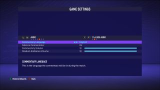 The picture shows the game settings for 11-A-Side Audio listed below. 
