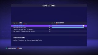 The picture shows the game settings for General Audio listed below. 