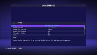 The picture shows the Visual Game Settings listed below.