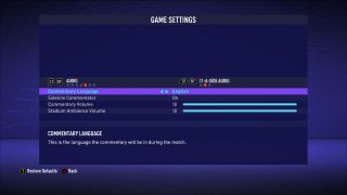 The picture shows the game settings for 11-A-Side Audio listed below. 