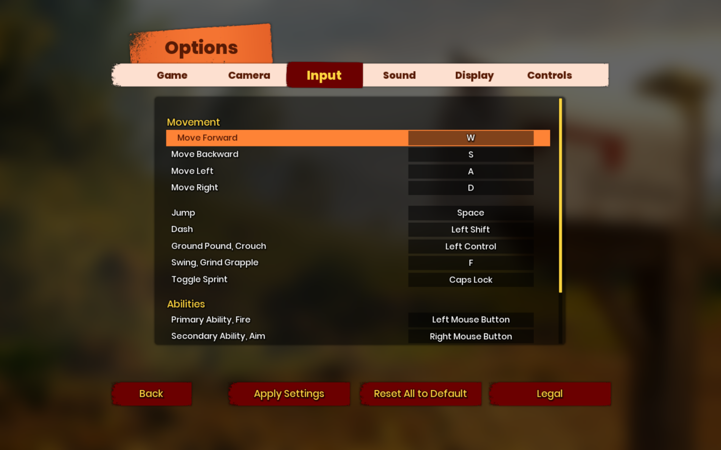 The options below