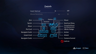 This image shows some of the settings in the Controls menu. 