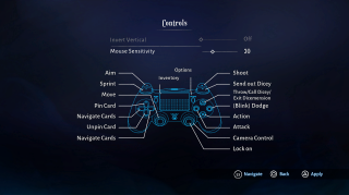 This image shows some of the settings in the Controls menu.