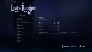 This image shows the Audio menu. 
