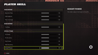 : This image shows the Player Skill settings listed below.
