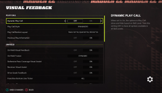 This image shows the Visual Feedback settings listed below